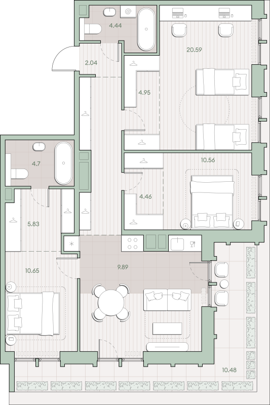 4 ккв (Евро) 102,9 м²