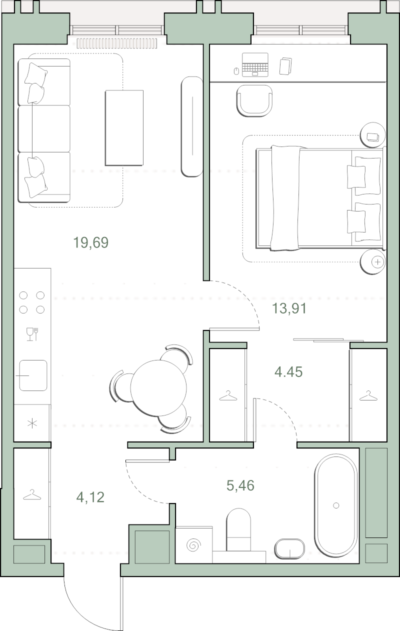 2 ккв (Евро) 47,6 м²