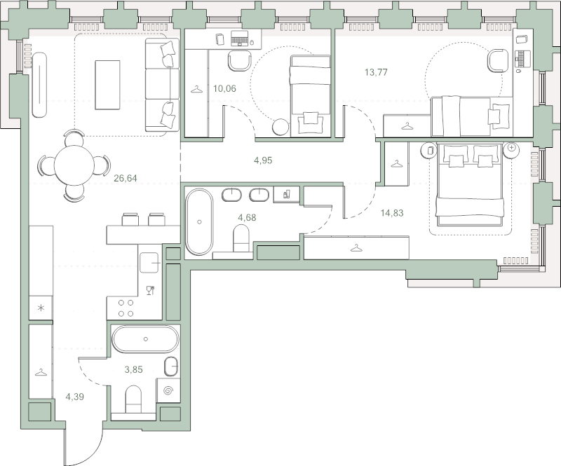 4 ккв (Евро) 83,2 м²