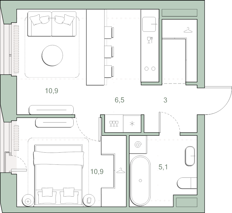 2 ккв (Евро) 38,9 м²