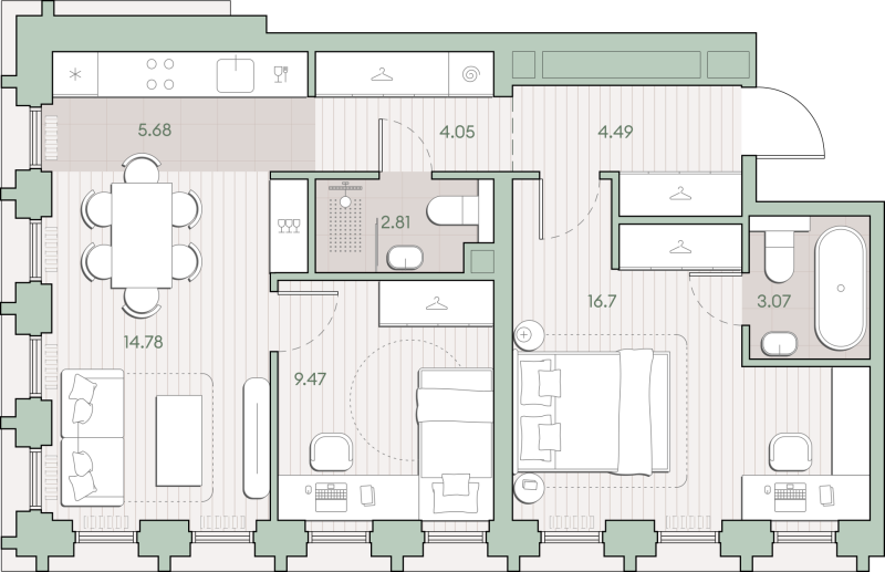3 ккв (Евро) 61,1 м²