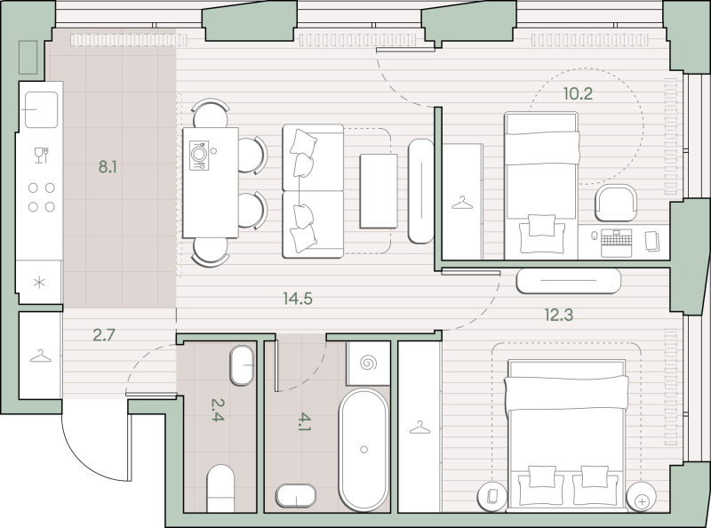 3 ккв (Евро) 54,3 м²