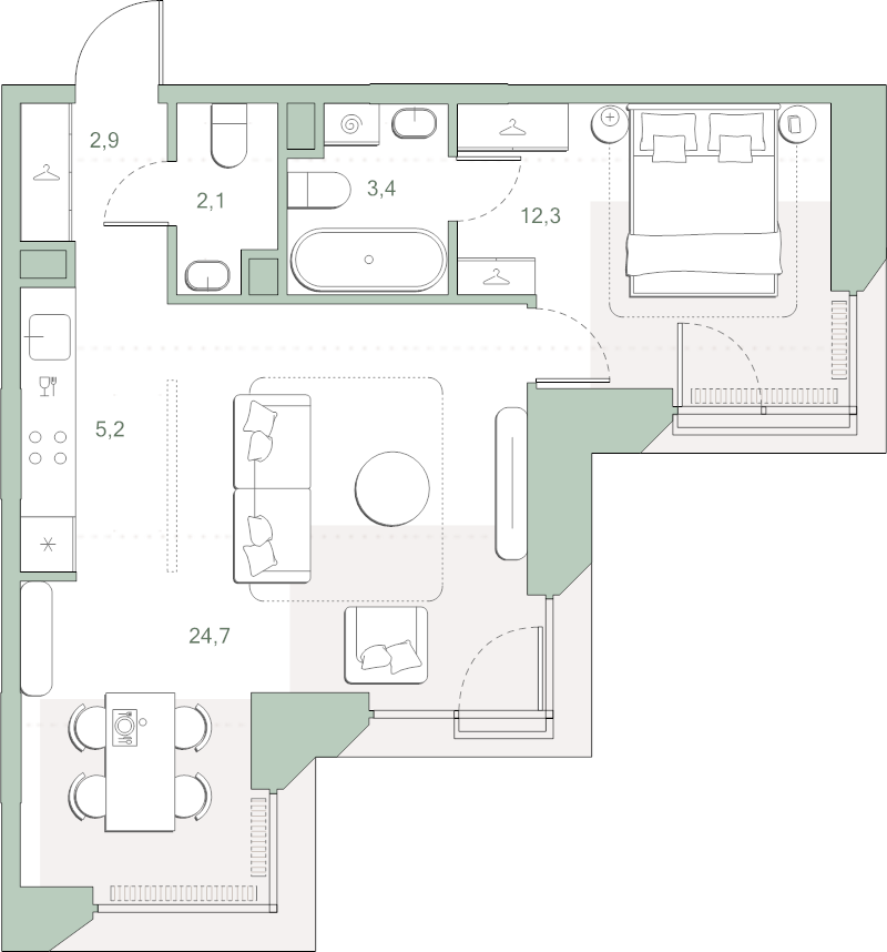 2 ккв (Евро) 50,6 м²