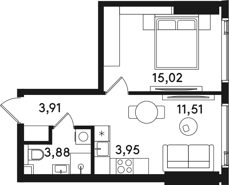 1 ккв 38,3 м²