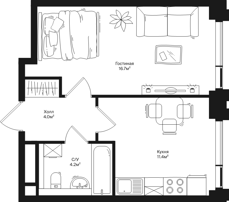 1 ккв 36,3 м²