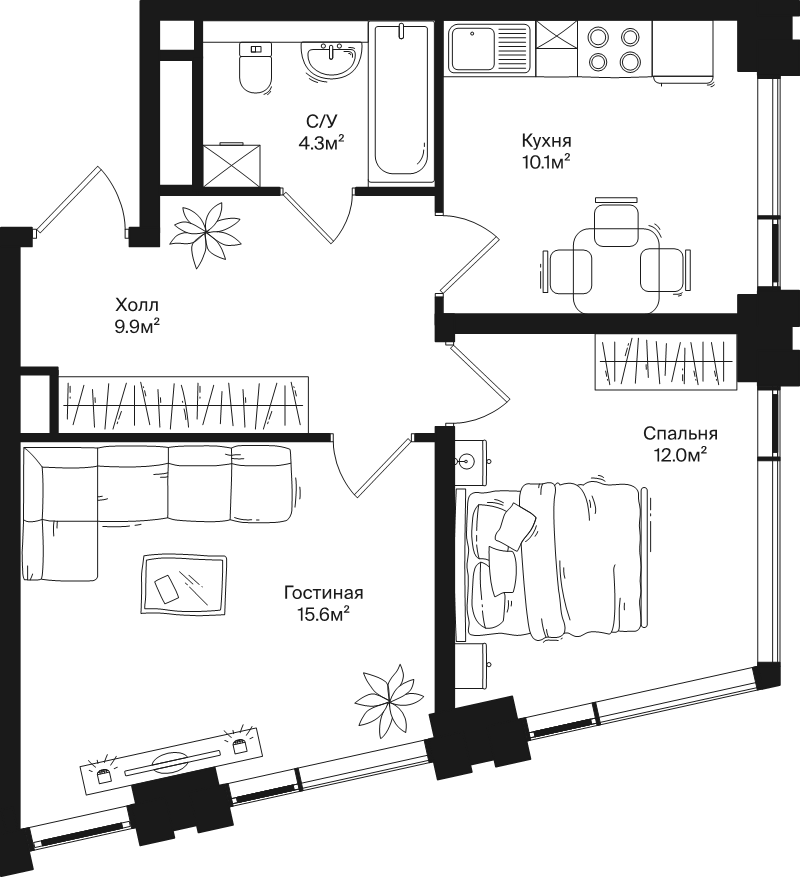 2 ккв 51,9 м²