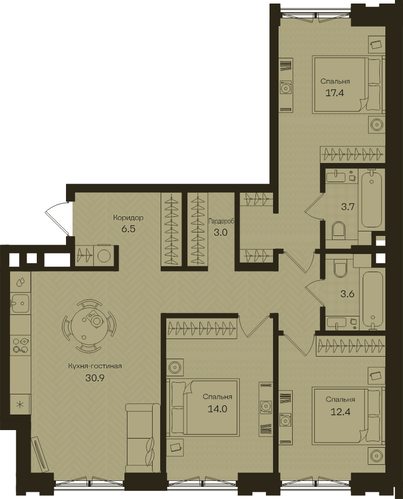 4 ккв (Евро) 91,5 м²