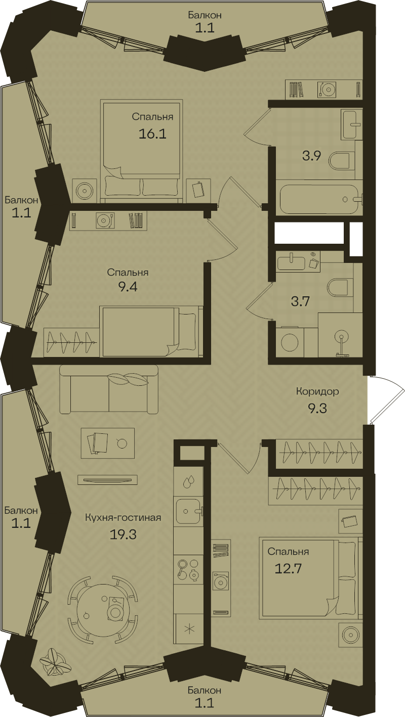 4 ккв (Евро) 78,8 м²
