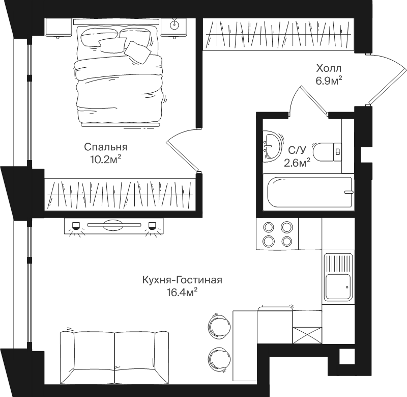 2 ккв (Евро) 36,1 м²