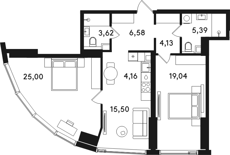3 ккв (Евро) 83,4 м²
