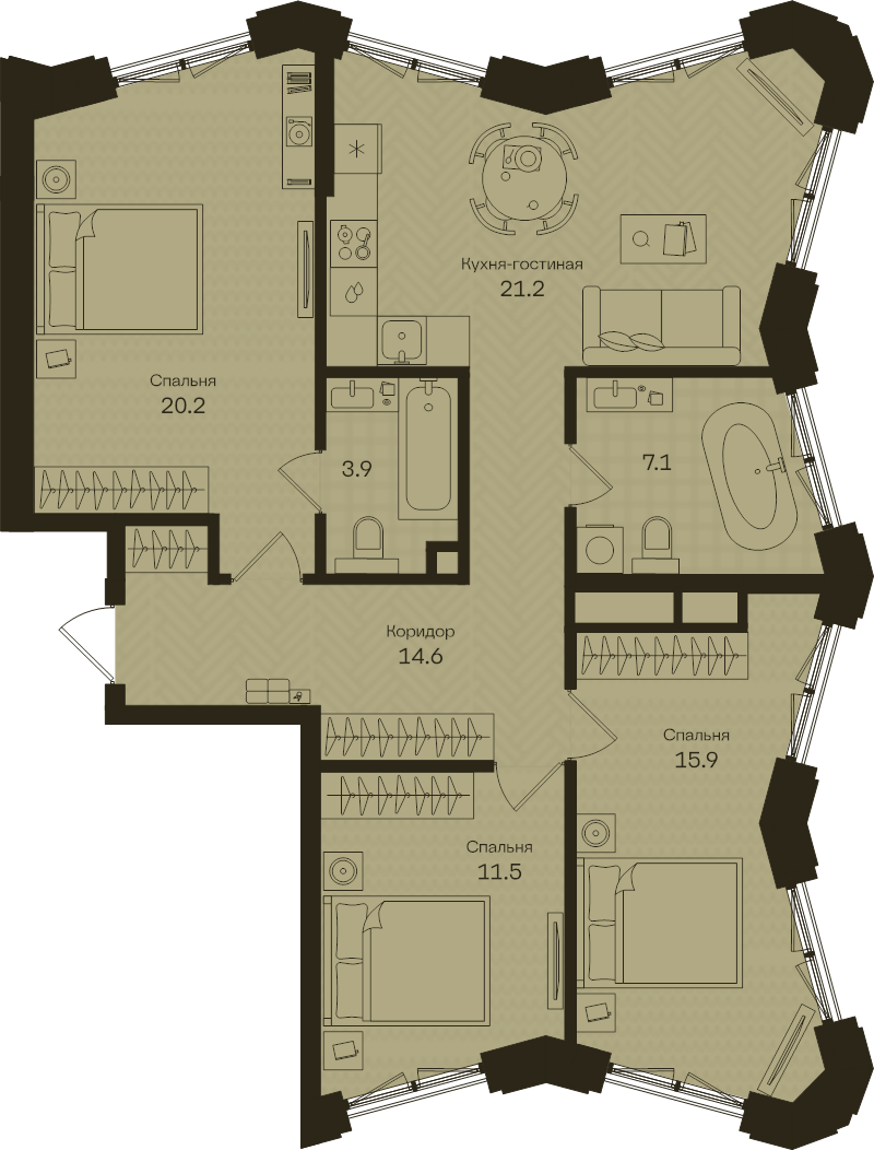 4 ккв (Евро) 94,4 м²
