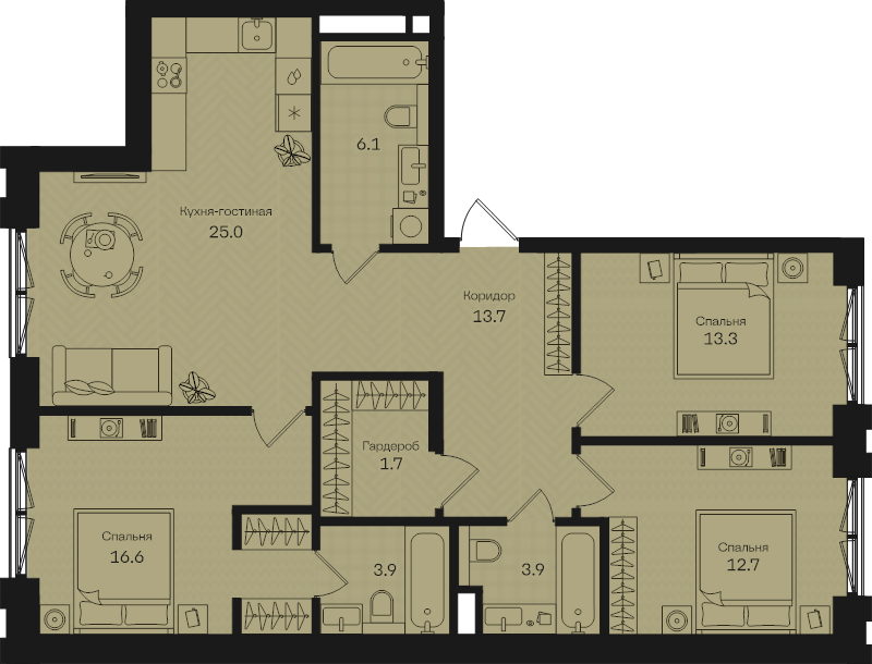 4 ккв (Евро) 99,4 м²