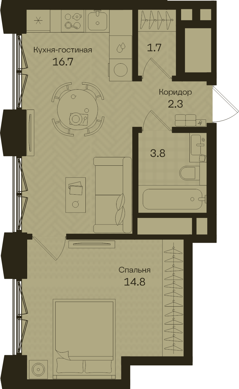 2 ккв (Евро) 39 м²