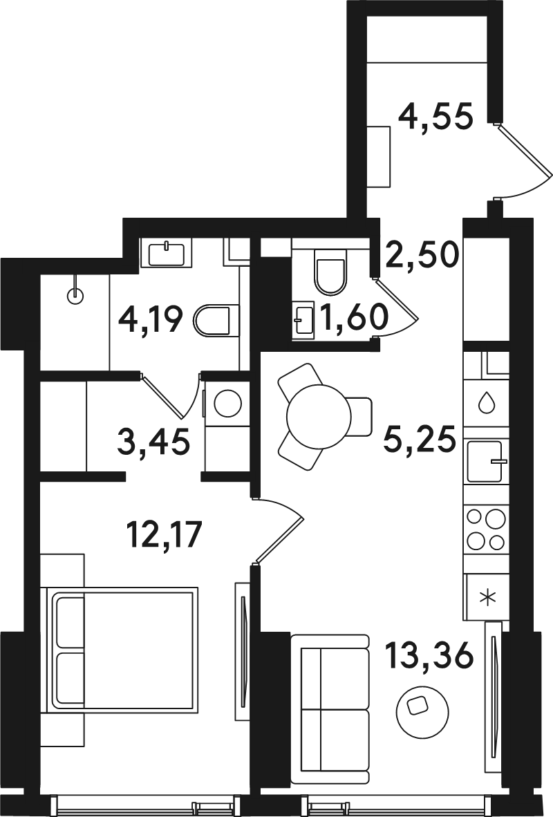 2 ккв (Евро) 47,1 м²