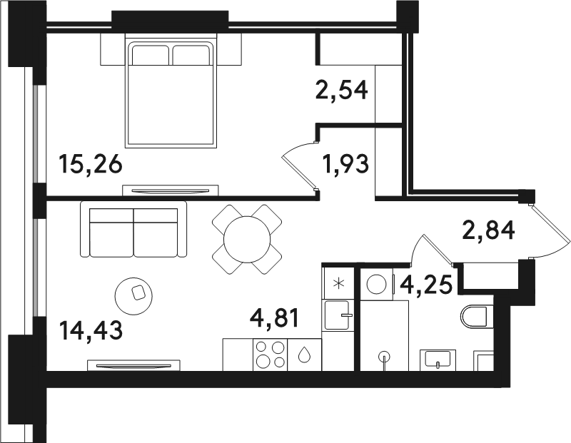 2 ккв (Евро) 46,1 м²
