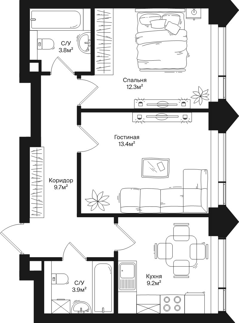 2 ккв 52,3 м²