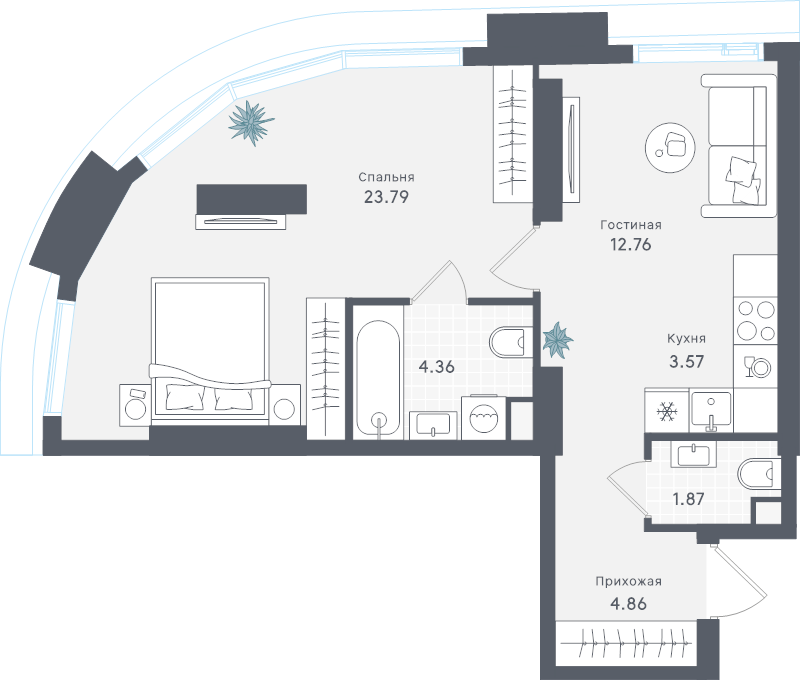 2 ккв (Евро) 51,2 м²