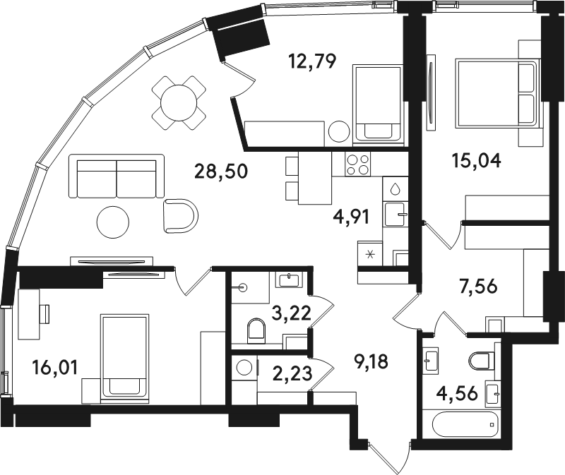4 ккв (Евро) 104 м²