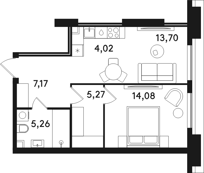 2 ккв (Евро) 49,5 м²