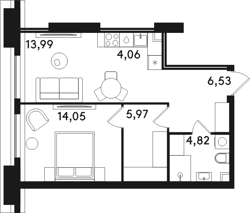 2 ккв (Евро) 49,4 м²