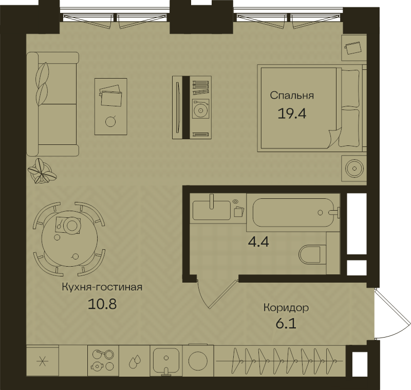 1 ккв 40,7 м²
