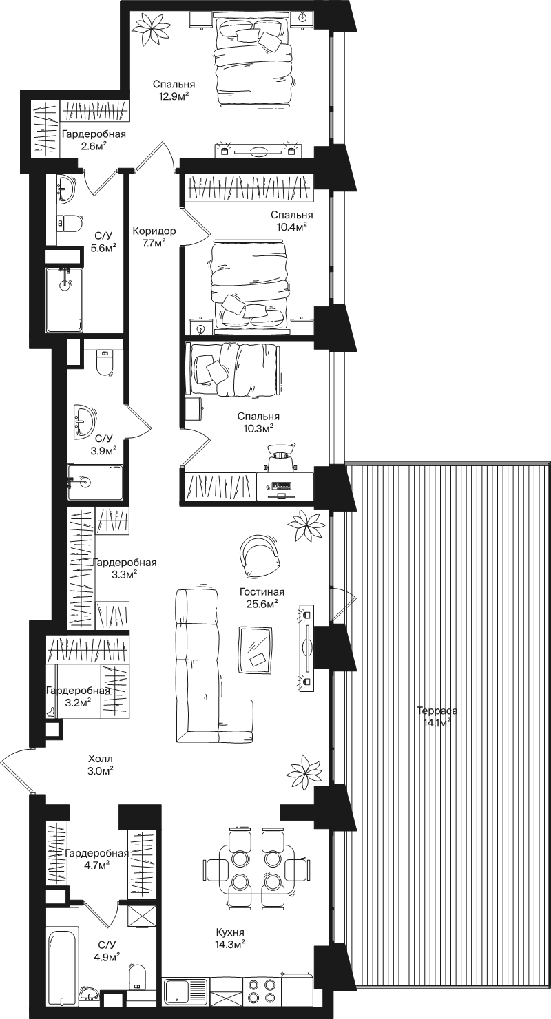4 ккв (Евро) 126,5 м²