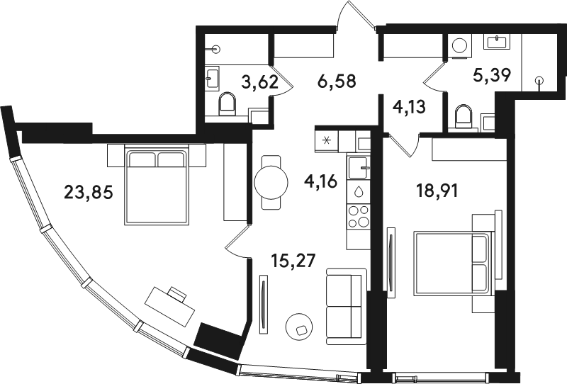 3 ккв (Евро) 81,9 м²