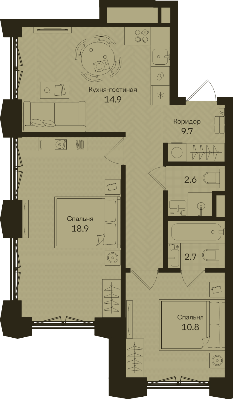 2 ккв 59,6 м²