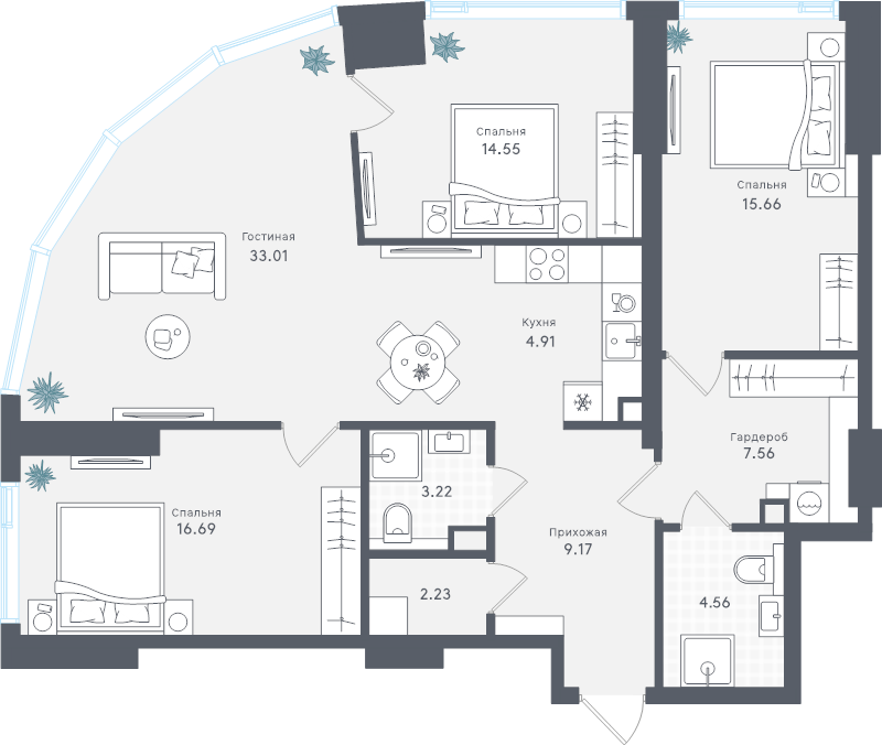 4 ккв (Евро) 111,6 м²