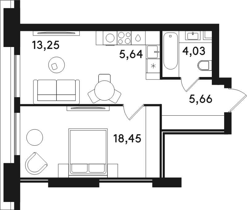 2 ккв (Евро) 47 м²