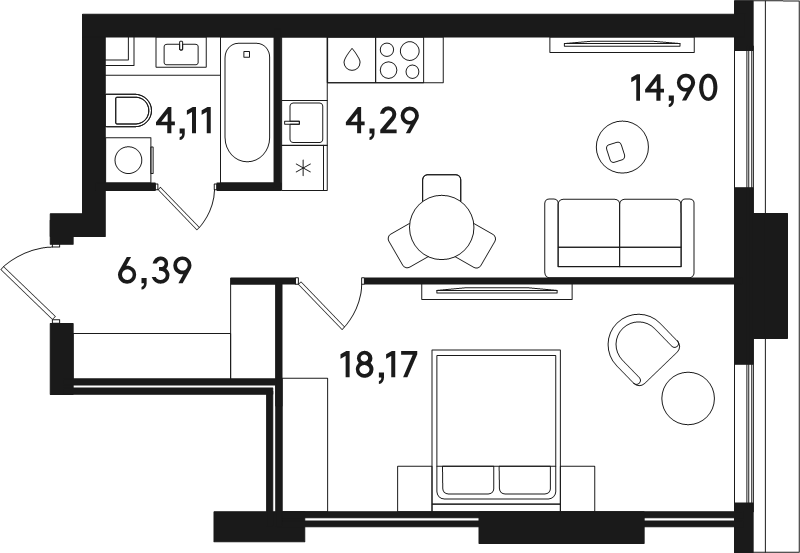 2 ккв (Евро) 47,9 м²