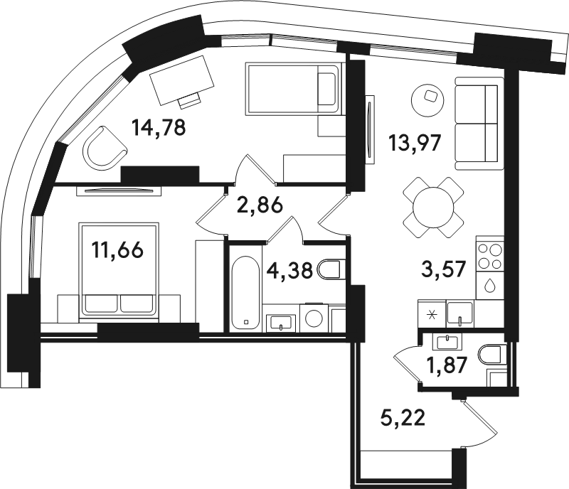 3 ккв (Евро) 58,3 м²