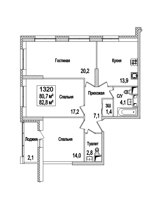 3 ккв 83,1 м²