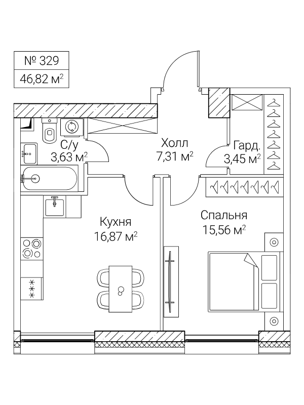 2 ккв (Евро) 46,8 м²