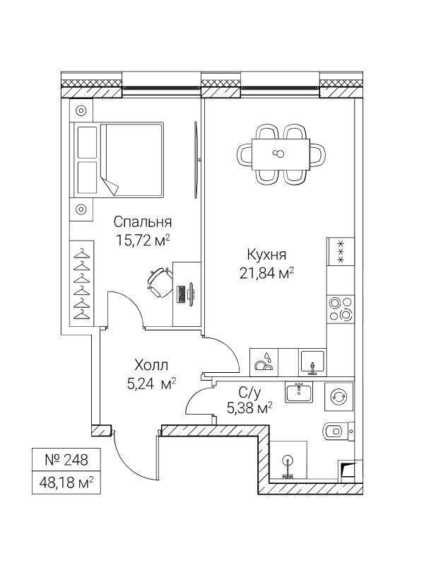 2 ккв (Евро) 48,2 м²