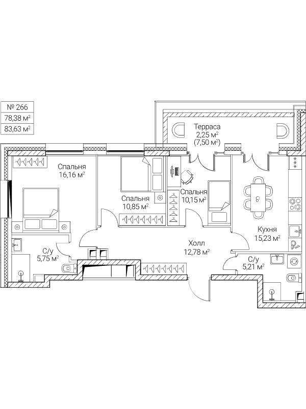 4 ккв (Евро) 78,4 м²