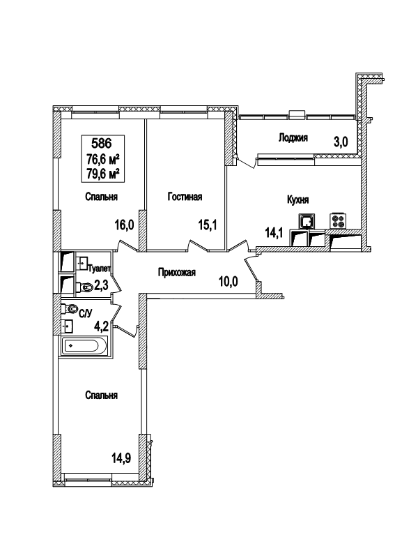 3 ккв 80,2 м²