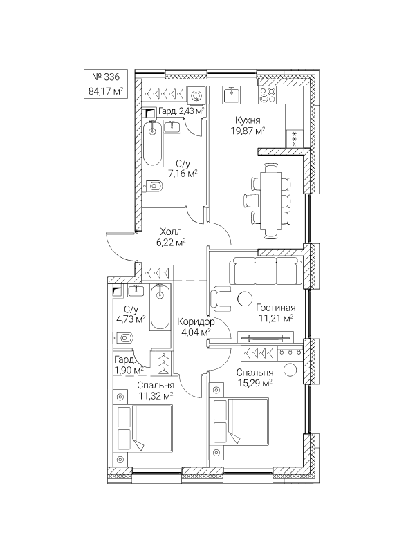 4 ккв (Евро) 84,2 м²
