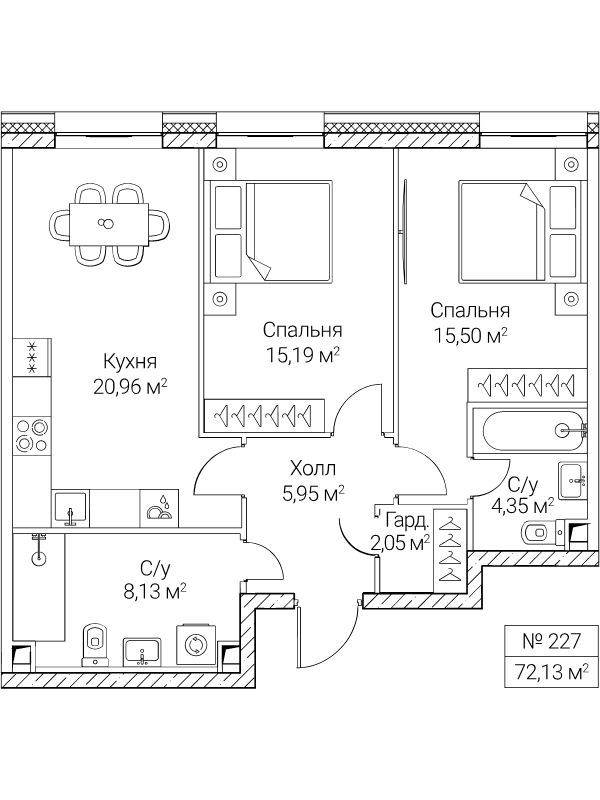 3 ккв (Евро) 72,1 м²