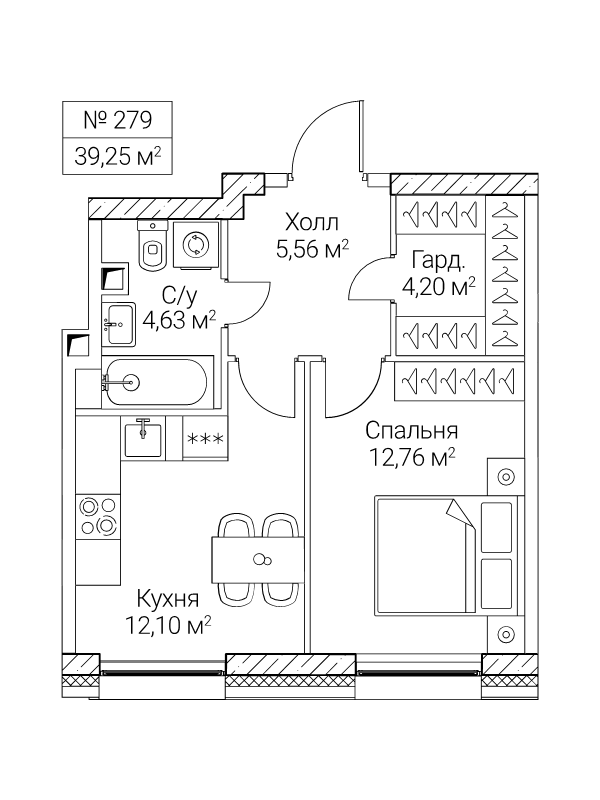 1 ккв 39,3 м²
