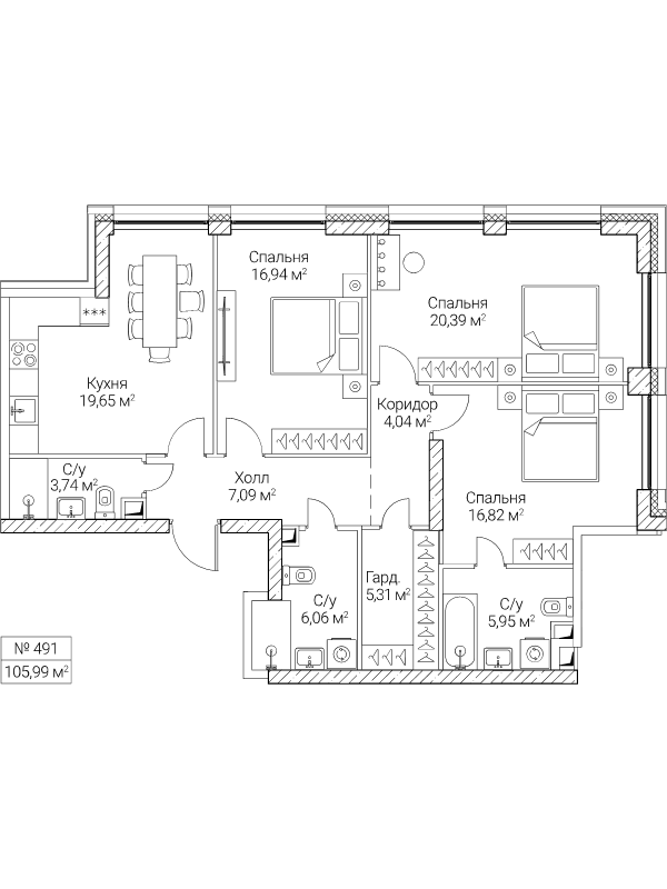 4 ккв (Евро) 106 м²