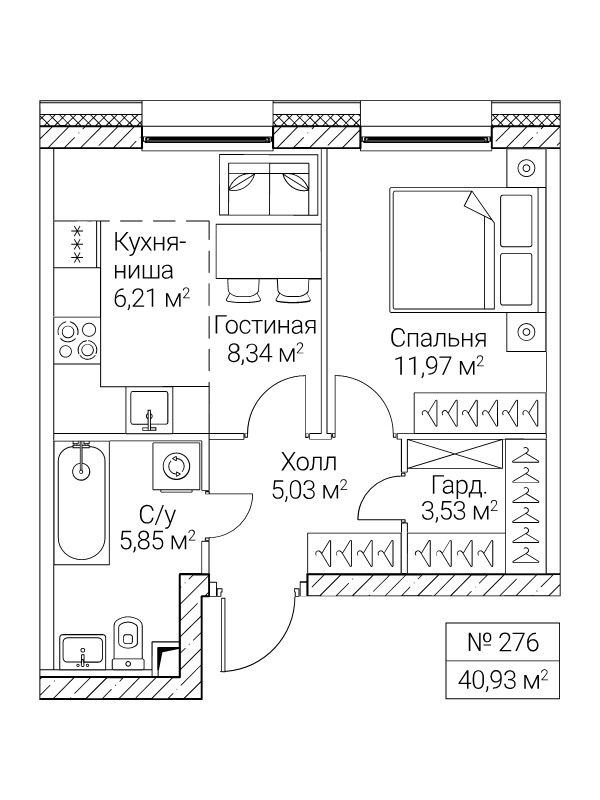 1 ккв 40,9 м²