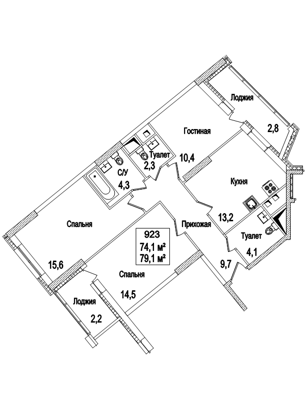3 ккв 79,8 м²