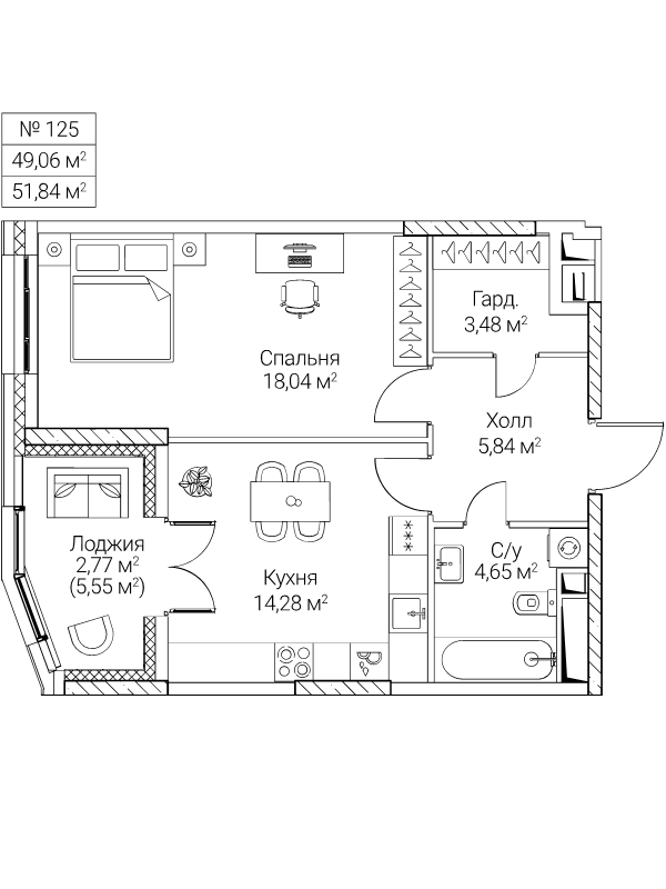 1 ккв 49,1 м²