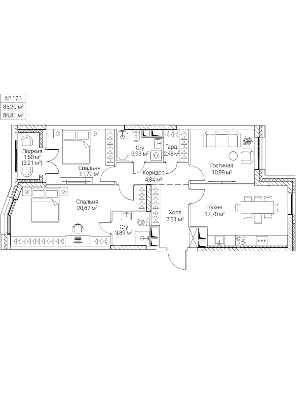 4 ккв (Евро) 85,2 м²