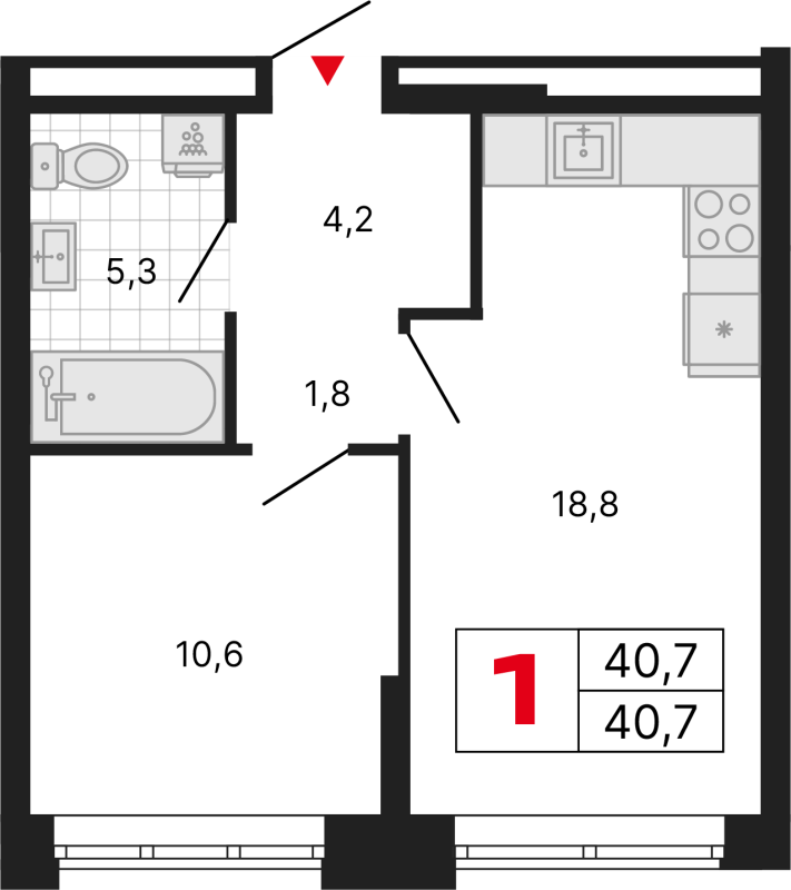 2 ккв (Евро) 40,7 м²