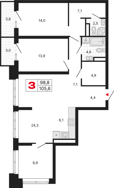 4 ккв (Евро) 105,6 м²