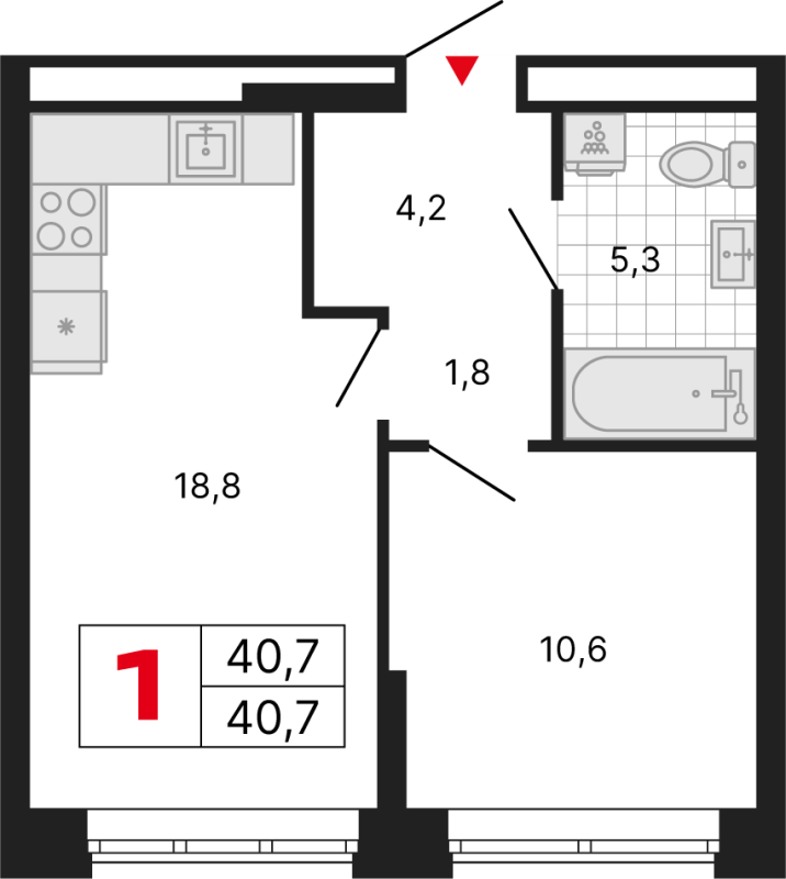 2 ккв (Евро) 40,7 м²
