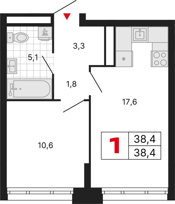 2 ккв (Евро) 38,4 м²