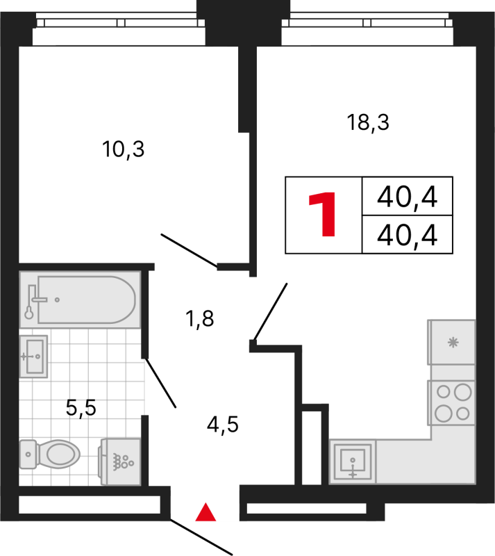 2 ккв (Евро) 40,4 м²